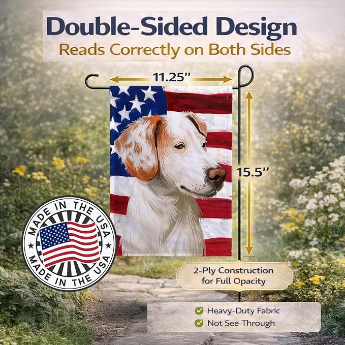 Caroline's Treasures CK6575GF Istrian Shorthaired Hound American Flag Garden Flag Mailbox Flag Decorative Yard Flag Banner Outside Patio Artwork Yard Flower Beds, Garden Size, Multicolor