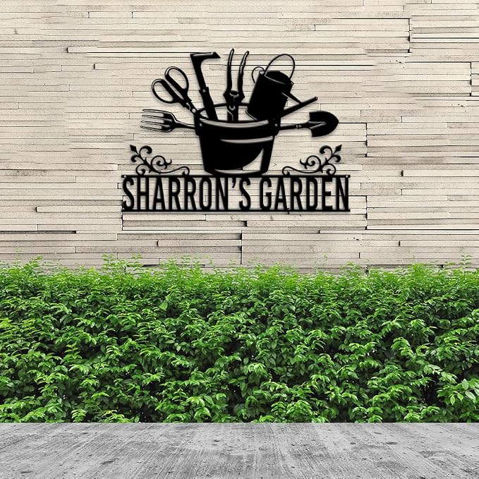 MeMate Personalized Metal Signs, Garden Signs, Garden Sign to Personalize, Large Sign for She Shed Garden, Customized Name Wall Art for Garden Outdoor Decor, Personalized Outdoor Plaque