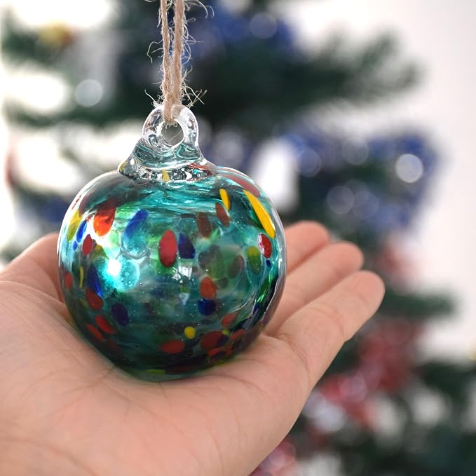 6pcs Hand-Blown Glass Balls Ornaments 6cm/2.36Inch Glass Christmas Ball Ornaments Friendship Gazing Balls for Home Outdoor Garden Patio Décor (Multicolor)