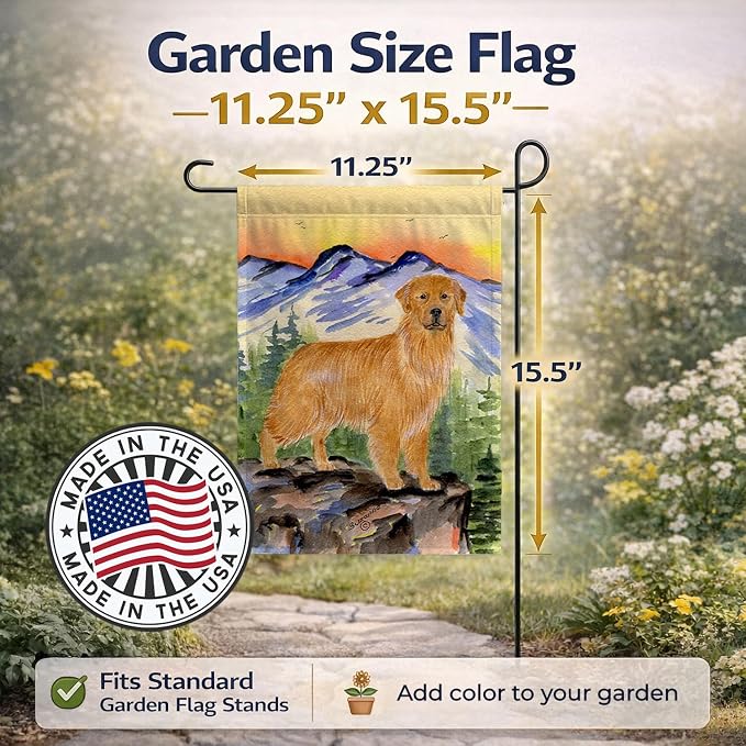 Caroline's Treasures SS8163GF Golden Retriever Garden Flag Mailbox Flag Decorative Yard Flag Banner Outside Patio Artwork Yard Flower Beds, Garden Size, Multicolor
