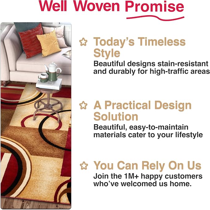 Well Woven Barclay Arcs & Shapes Red Modern Geometric 5'3" x 7'3" Area Rug