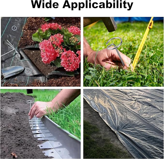 100 Pack Landscape Staples 8 Gauge 6 Inch Galvanized Garden Stakes SOD Pins Yard Lawn Spikes for Plant Cover, Tent, Weed Barrier Fabric, Turf, Inflatable and Outdoor Decorationlandscape Fabric Stakes