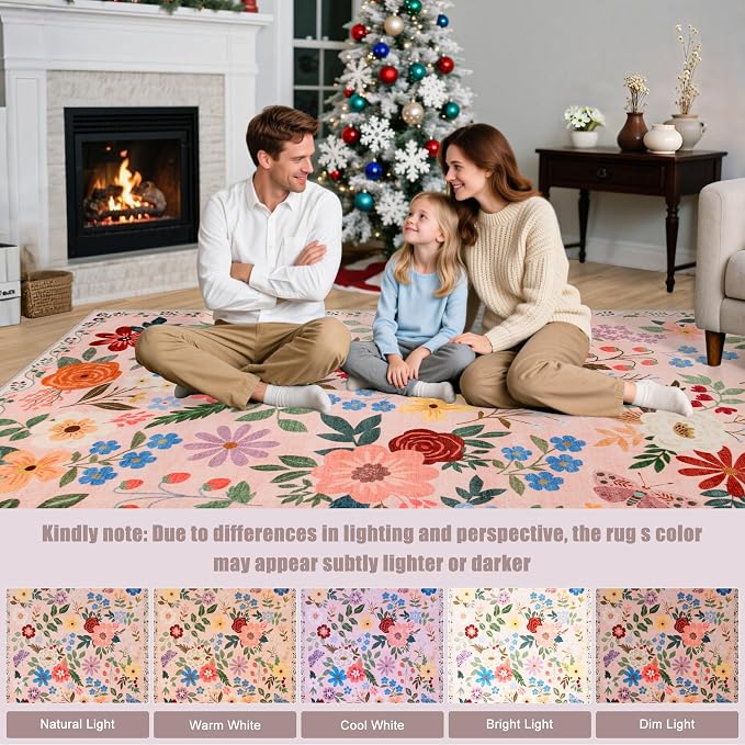 PLHXFR 2x3 Small Entryway Rug: Floral Washable Indoor Soft Carpet Beige | For Entrance, Bedroom, Kitchen, Laundry, Bathroom,Door Mat,Vintage Floral,Machine washable,Non-Slip,Stain Resistant,Indoor