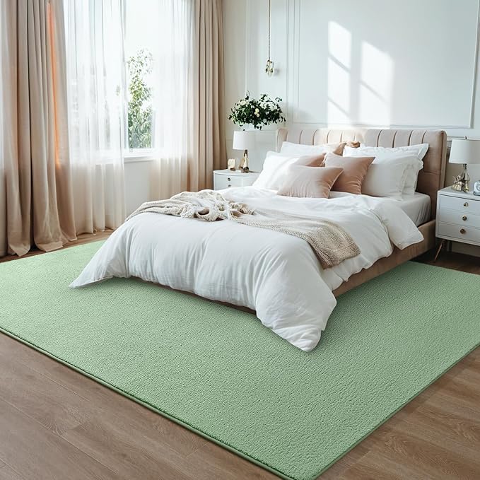 4x6 Sage Green Area Rug Modern Aesthetic Minimalist | Washable Memory Foam, Low Pile Non Slip Indoor Carpet for Living Room Bedroom Office Classroom College Dorm Room Home Decor