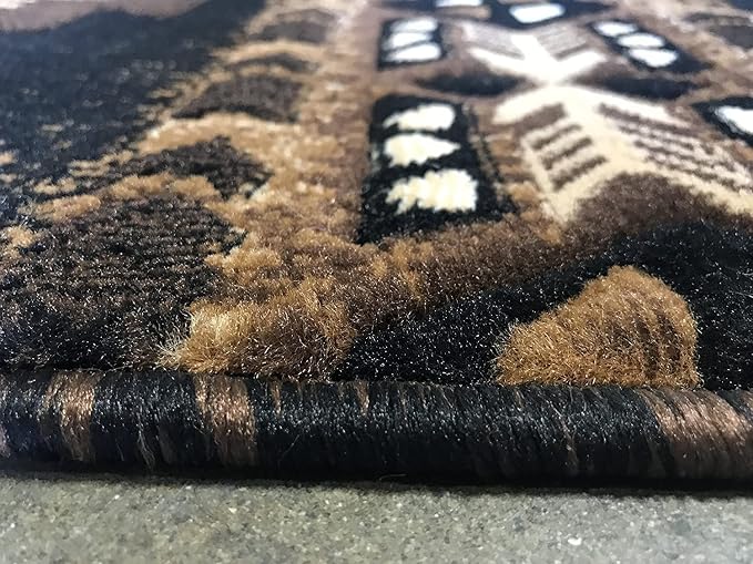 YHSF Southwest Native American Area Rug – Thick, Soft, Durable & Easy to Maintenance Tribal Design Boho Rug– Ideal for Bedroom, Living Room & Hallway - Black, 2 Feet 4 Inches x 10 Feet 11 Inches