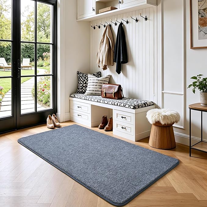 Keeko 2x4 Area Rugs for Living Room,Soft Washable Memory Foam Bedroom Rug | Indoor Throw Rug Low Pile Minimalist Non Slip Carpet for Kids Nursery Classroom Dorm Room Home Decor Blue and White