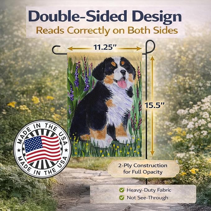 Caroline's Treasures SS8215GF Bernese Mountain Dog Garden Flag Mailbox Flag Decorative Yard Flag Banner Outside Patio Artwork Yard Flower Beds, Garden Size, Multicolor