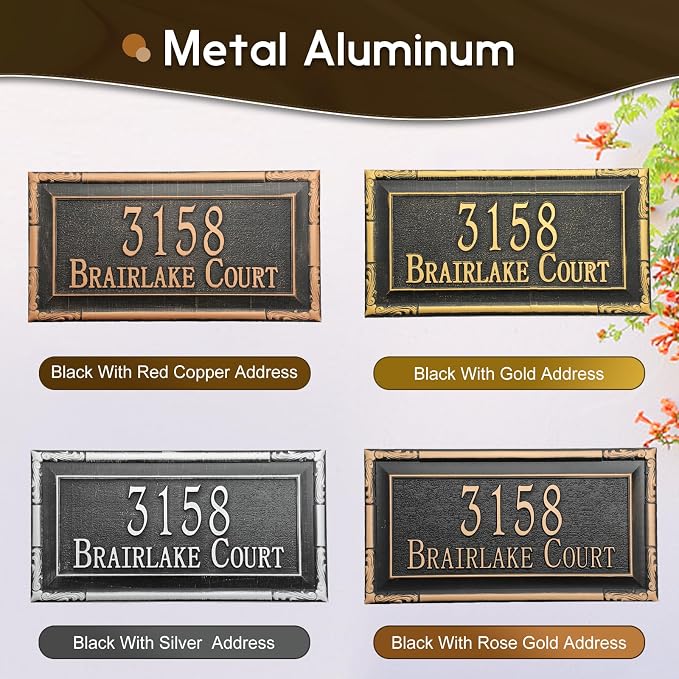 Address Sign Lawn Mounted - Custom House Number Plaque Sign with 2 Metal Stakes,House Address Numbers for Outside House,Yard,Garden,Grass,Ground,Drive Way,Lawn,4 Colors, 12''x 6''