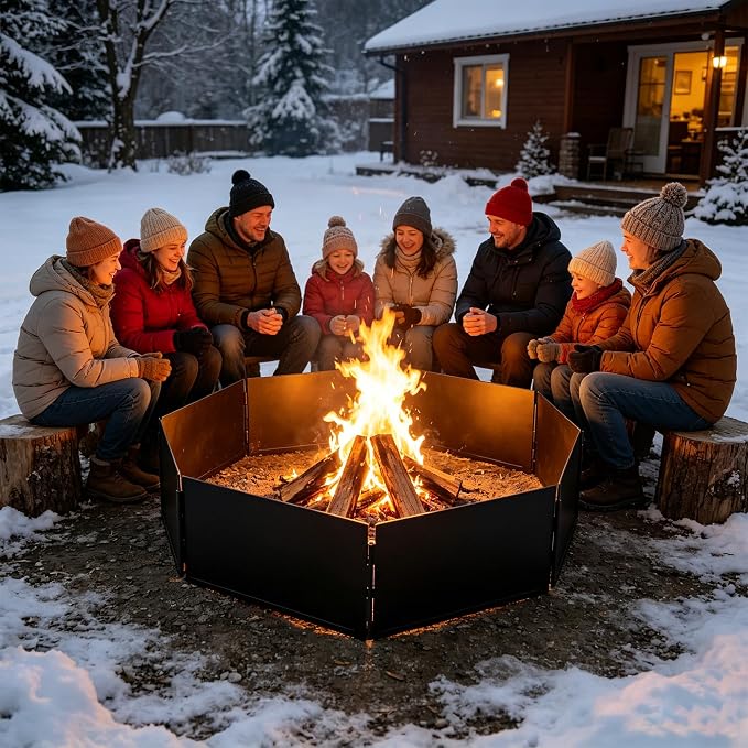 42 Inch Foldable Smokeless Fire Pit Ring, Heavy Duty Steel Fire Ring Liner Insert for Outdoor DIY Campfire Above or In-Ground, Anti-Rust Firepit for Backyard Camping Patio Bonfire