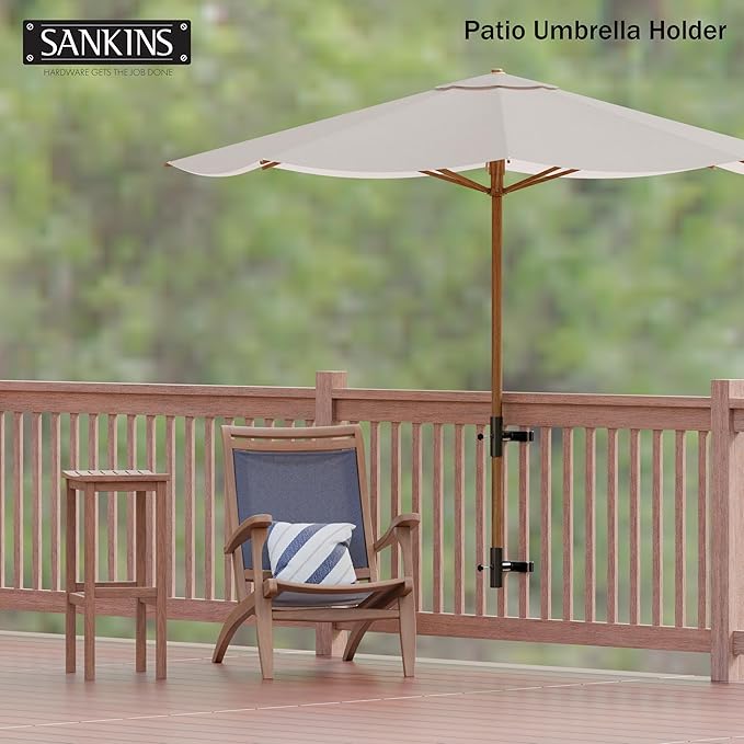 Patio Umbrella Holder for Deck Railing, Adjustable Patio Umbrella Base Outdoor Umbrella Stand, Patio Umbrella Clamp Deck Umbrella Mount for Balcony, Patio Railing
