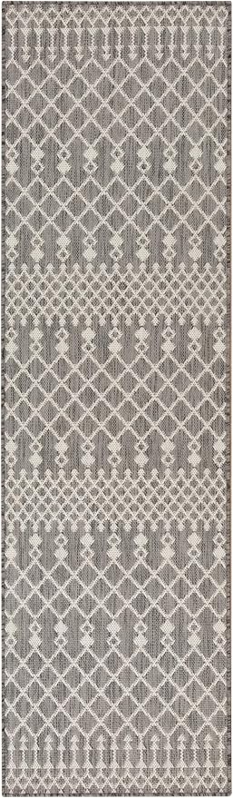 Nourison Home Positano Charcoal 2'2" x 8' Area Rug - Easy Clean, Non Shedding, Bed Room, Living Room, Dining Room, Kitchen (8' Runner)