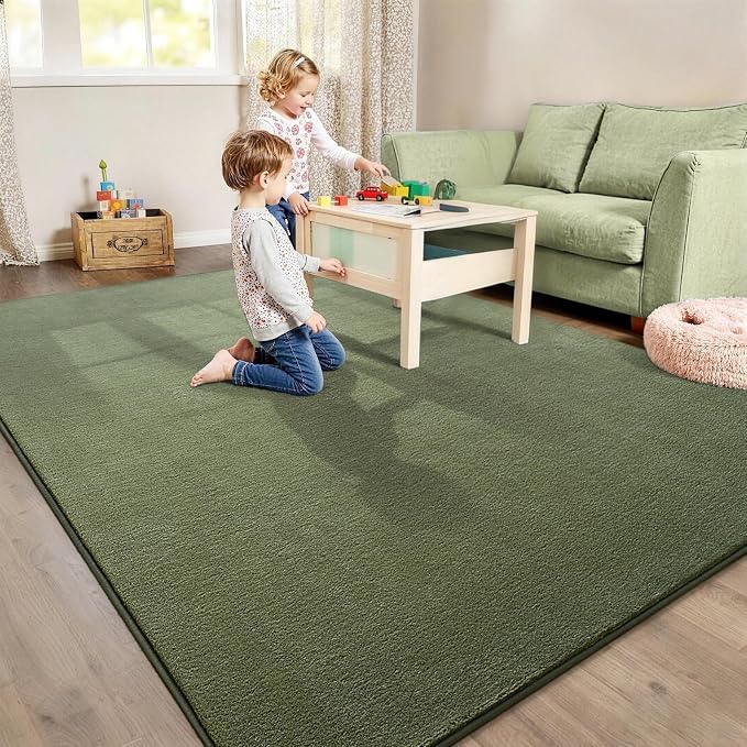 Large 6x9 Area Rugs for Bedroom Living Room, Soft Low-Pile Modern Dorm Rug | Indoor Thickened Memory Foam Non-Slip Washable Carpets for Kids Boys Girls Playroom Dining Room Home Decor, Sage Green