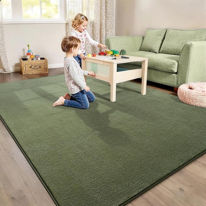 Vasofe 4x6 Soft Rugs for Living Room Bedroom, Sage Green Modern Dorm Rug | Washable Non-Slip Area Rug, Indoor Memory Foam Fluffy Carpet for Boys Girls Room Playroom Nursery Thick Office Mat Home Decor