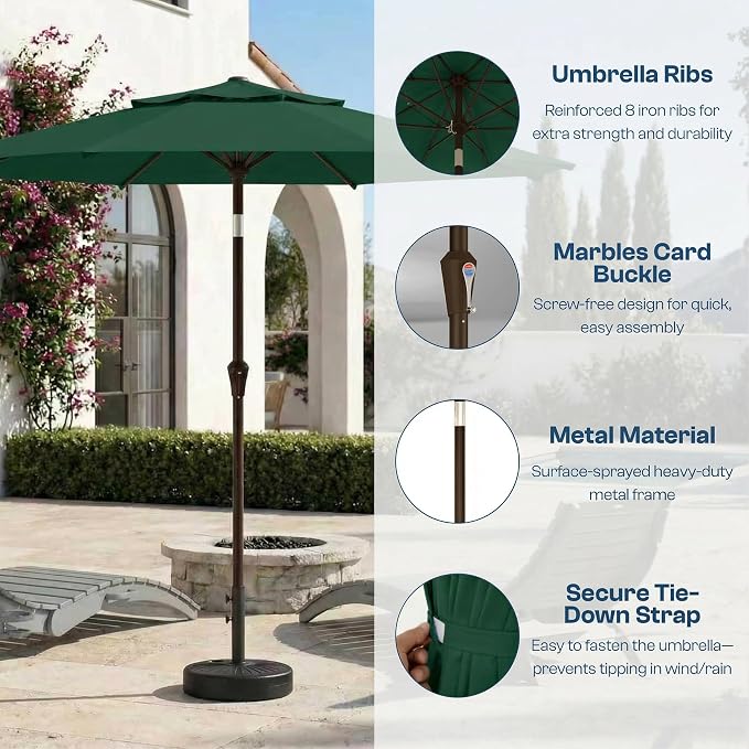 10FT Patio Umbrella, 2 Tier Outdoor Table Umbrella, Large Vented Market Umbrellas with Push Button Tilt and Crank, 8 Sturdy Ribs for Backyard, Deck, Pool, UPF50+ UV Protection