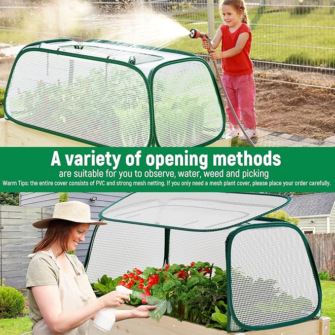 2PACK Raised Garden Bed Covers - 45"x22"x16", Garden Row Plants Cover Accelerator Protects Plants Against Pests & Animals, Outdoor Plant Protector for for Seedlings Vegetable Fruit Herbs
