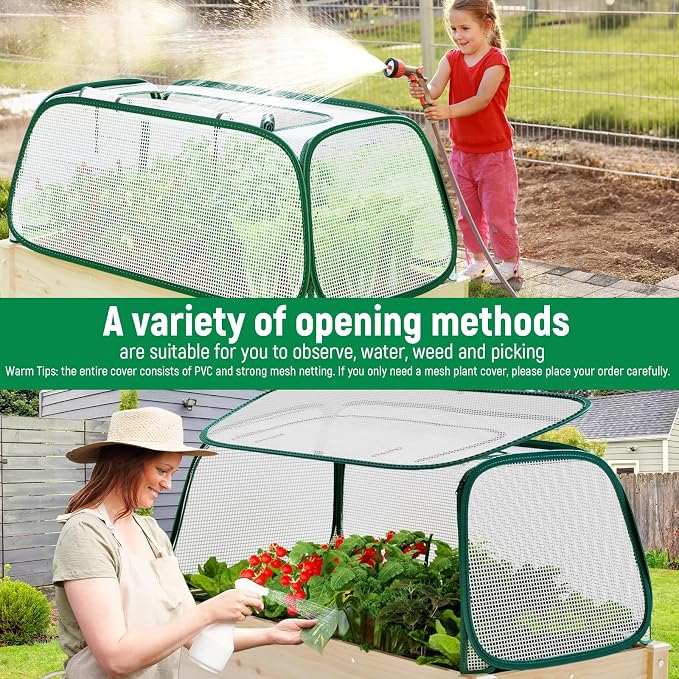 Raised Garden Bed Cover - Large Raised Bed Greenhouse Covers Freeze Protection & Sunblock, Seedlings Plants Growth Cover Against Pests & Animals, Row Covers for Garden in Winter Spring-45"x22"x16"