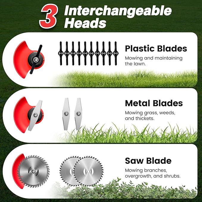 ALSO GO 24V Electric Weed Wacker with Wheels, Grass Trimmer Cordless, 3 in 1 Weed Eater Battery Powered with 2pcs Batteries & Charger, Weed Trimmer/Brush Cutter/Edger Lightweight for Lawn & Yard