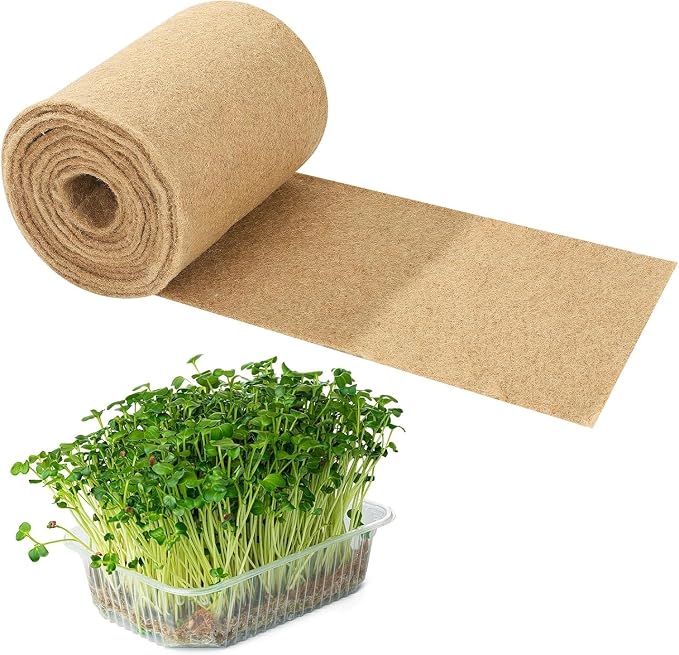 1Roll 10" X 157" Hydroponic Grow Pads, Jute Seed Sprouting Mat, Microgreens Growing Kit, Indoor Organic Production for Wheatgrass Sprouts Starter Tray (10" X 157")