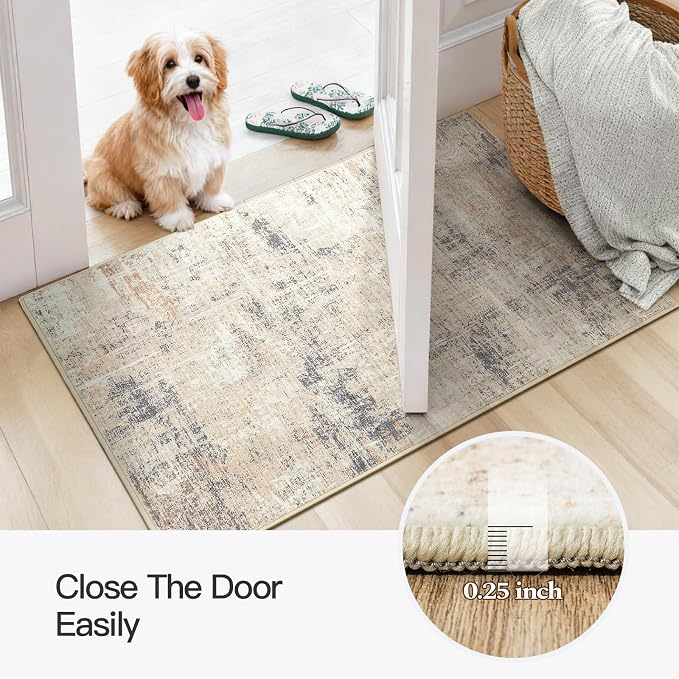 2x3 Area Rugs for Entryway Bathroom, Gold Abstract Kitchen Mats for Floor | Soft Door Mat Indoor Entrance, Farmhouse Carpet for Entry Living Room Bedroom, Stain Resistant Non-Shedding Foldable Rug