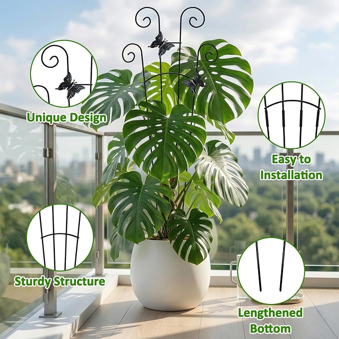 Monstera Plant Support - 32.6 Inch Tall Trellis with 2 Pack Plant Stakes for Your Large Climbing Monstera Deliciosa | Indoor Plant Climbing Frame for Potted Growth