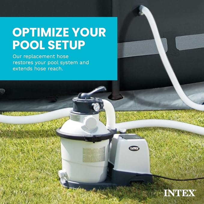 INTEX Krystal Clear 3,000 GPH Sand Filter Pump with 2-Pack Replacement Hose | 26651EG - 16" Tank for Above Ground Pools: 5,500 to 19,600 Gal, 120 lb Sand Capacity - Improved Circulation & Filtration