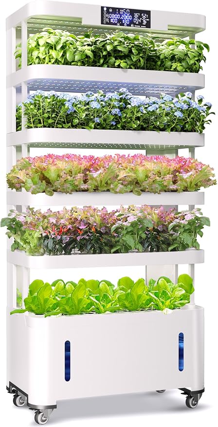 Large Hydroponics Growing System,148 Pod Vertical Indoor Garden Tower | hydroponic tower, Full-Spectrum Grow Lights, Ultra-Quiet Pump, Dual Water Tanks, 30-Day Self-Managed for Home & Commercial
