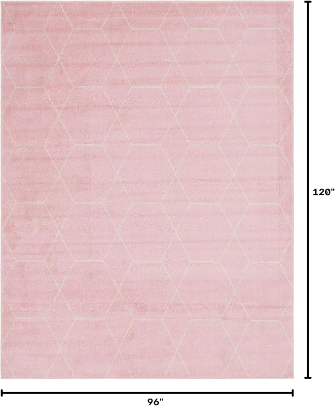 Unique Loom Trellis Frieze Collection Area Rug - Geometric (8' x 10', Light Pink/ Ivory)