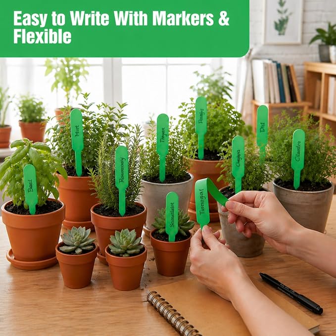 Novabright 500 Pcs Plastic Plant Labels 5 Inch Plant Name Tags for Seedlings Garden Waterproof Plants Markers Nursery Plastic Planting Tags Seed Label for Outdoor Garden Label Pot Stakes(Green)