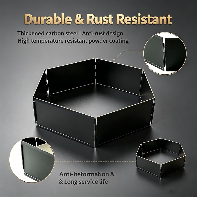 36 Inch Foldable Smokeless Fire Pit Ring, Heavy Duty Steel Fire Ring Liner Insert for Outdoor DIY Campfire Above or In-Ground, Anti-Rust Firepit for Backyard Camping Patio Bonfire