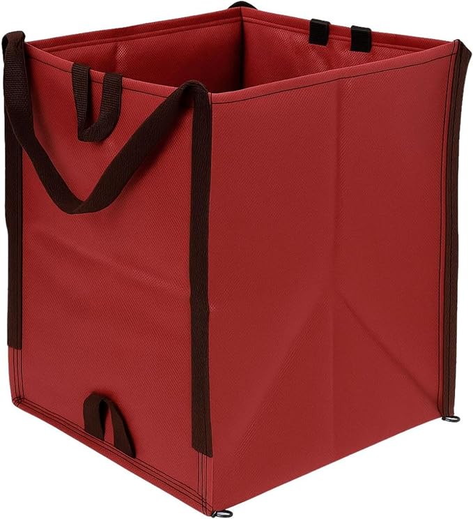 DURASACK Heavy Duty Home and Yard Bags, Red, 3 Pack | 48-Gallon Reusable Self-Standing Lawn and Leaf Bags Garbage Can with Reinforced Handles