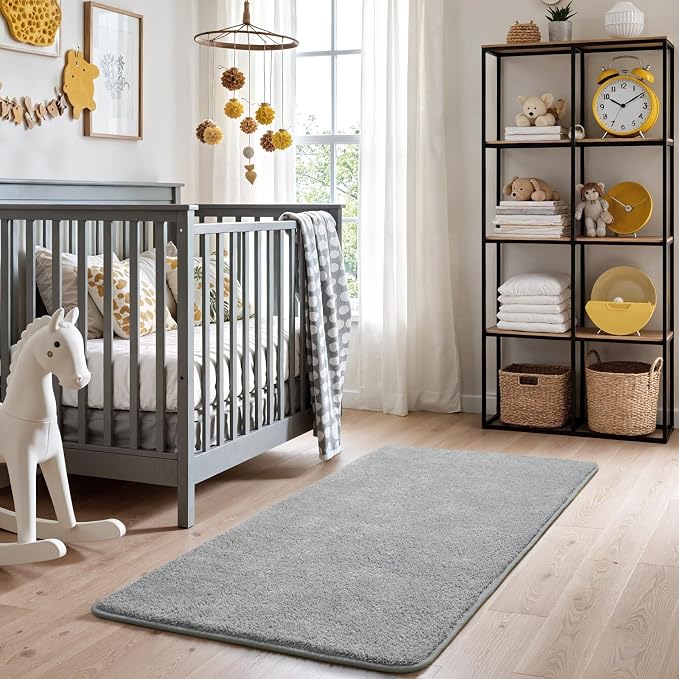 Keeko 2x3 Area Rugs for Living Room,Soft Washable Memory Foam Bedroom Rug | Indoor Throw Rug Low Pile Minimalist Non Slip Carpet for Kids Nursery Classroom Dorm Room Home Decor Grey