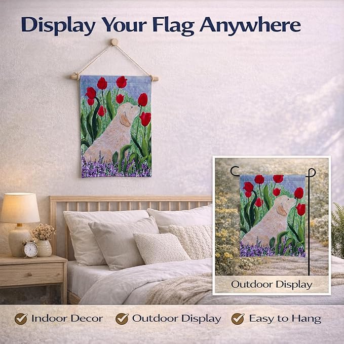 Caroline's Treasures SS8610GF Golden Retriever Garden Flag Mailbox Flag Decorative Yard Flag Banner Outside Patio Artwork Yard Flower Beds, Garden Size, Multicolor