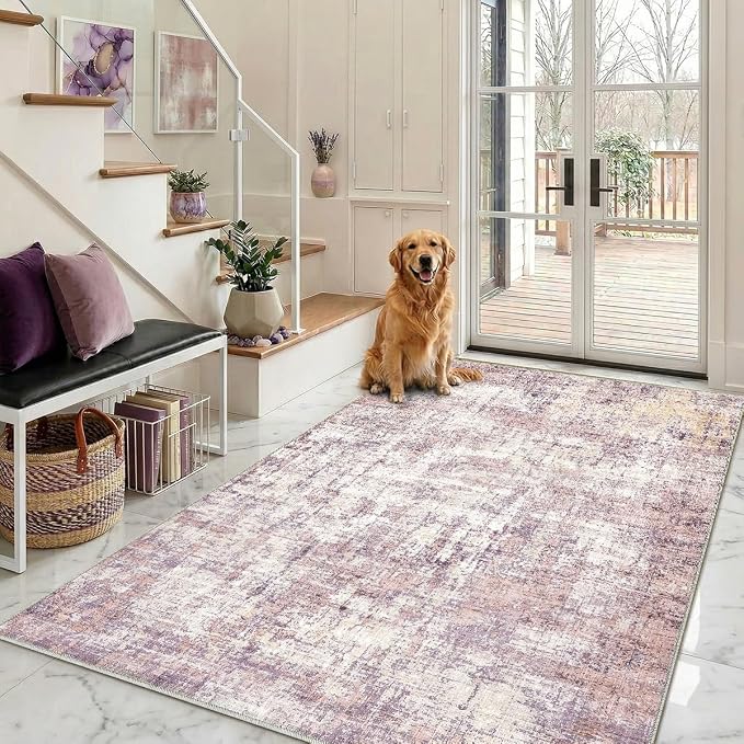 Washable 4'x6' Abstract Area Rug for Bedroom Living Room | Modern Carpet For Bedroom Kitchen Office Hallway Entryway Printed Pattern Home Decor Non-Slip Stain-Resistant Easy To Clean