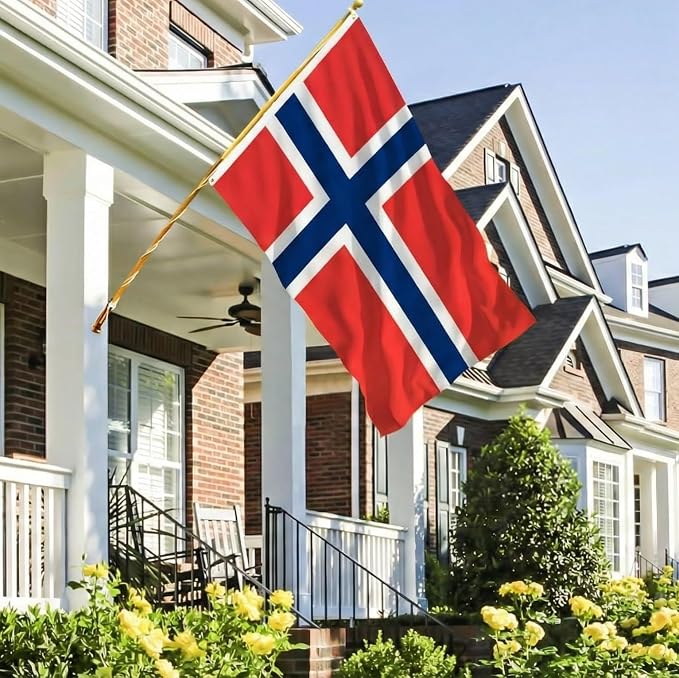 Ahfulife Norway Flag 3x5 Ft, 2 Pcs Large Norwegian National Flags for Outdoor Indoor, Double Sided with Brass Eyelets for World Cup, Party, Garden, Bar, Street Decor