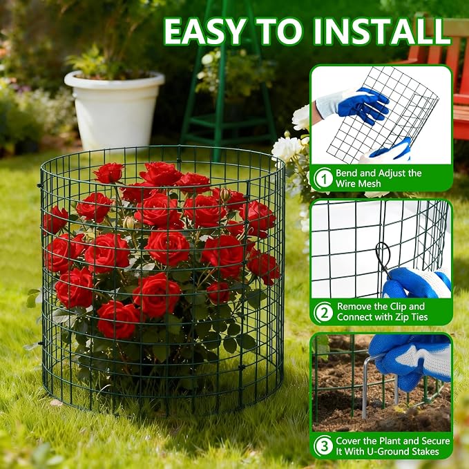 6 Pack 12x12 Inch Plant Protector from Animals, Wire Plant Cages Mesh Garden Plant Protector, Sturdy Wire Cloche Plant Protectors for Keeping Animals Bunny Chicken Squirrels Out