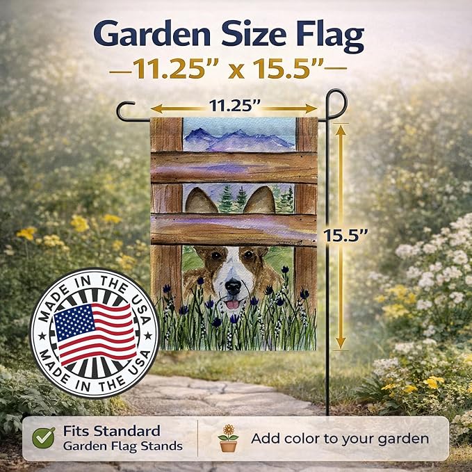 Caroline's Treasures SS8254GF Corgi Garden Flag Mailbox Flag Decorative Yard Flag Banner Outside Patio Artwork Yard Flower Beds, Garden Size, Multicolor