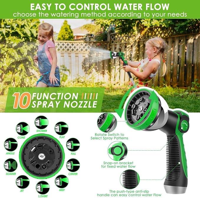 Stainless Steel Garden Hose 25 ft - 304 Stainless Steel Kink-Free Metal Water Hose with Shut-Off Valve & Hose Straps, Heavy Duty, Rust/Puncture Proof for Yard, Lawn and Car Washing, 25 Feet