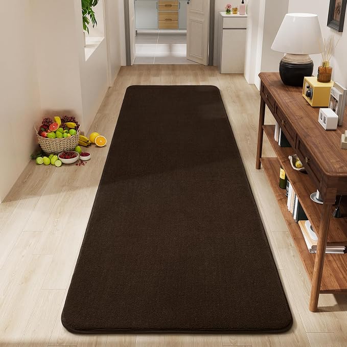 Amearea Modern Soft Hallway Runner Rug, 2x6 Feet Brown Washable Runner Rugs | Fluffy Bedroom Bedside Rugs, Indoor Non Slip Memory Foam Rug Carpet for Hallway Entrance Kitchen Living Room Decor