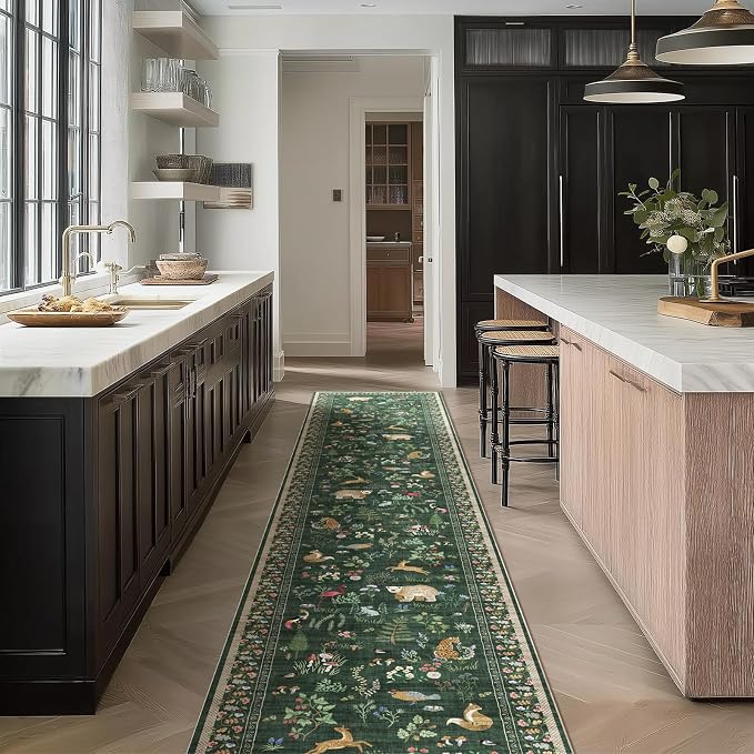 Washable Kitchen Rug Runners for Hallways: 2'x10' Bedroom Runner Non Slip Soft Low Pile Stain Resistant Indoor Carpet Runner Rugs for Entryway Hallway Kitchen Laundry Room Beside Farmhouse