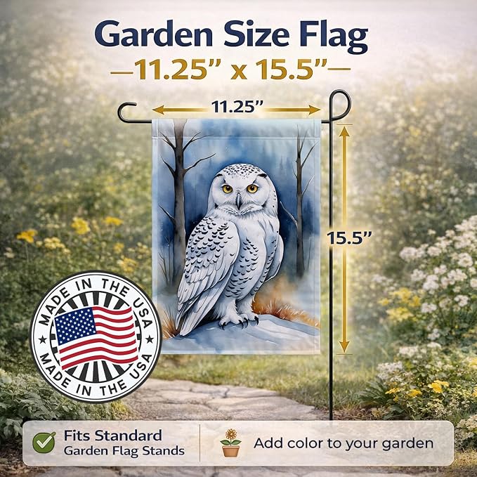 Caroline's Treasures Snowy Owl Garden Flag Mailbox Flag Decorative Yard Flag Banner Outside Patio Artwork Yard Flower Beds, Garden Size, Multicolor