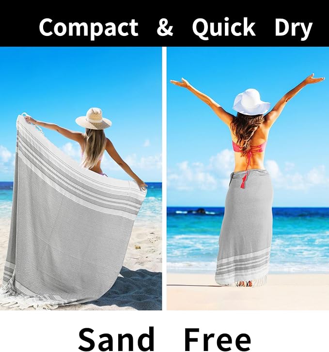 Extra Large Turkish Beach Towel Picnic Mat Throw Blanket Oversized Sand Free Quick Dry Resistant Lightweight Sandless Cloud Hawaii Honeymoon Travel Essentials Xl Big Jumbo Women Summer Vacation Gift