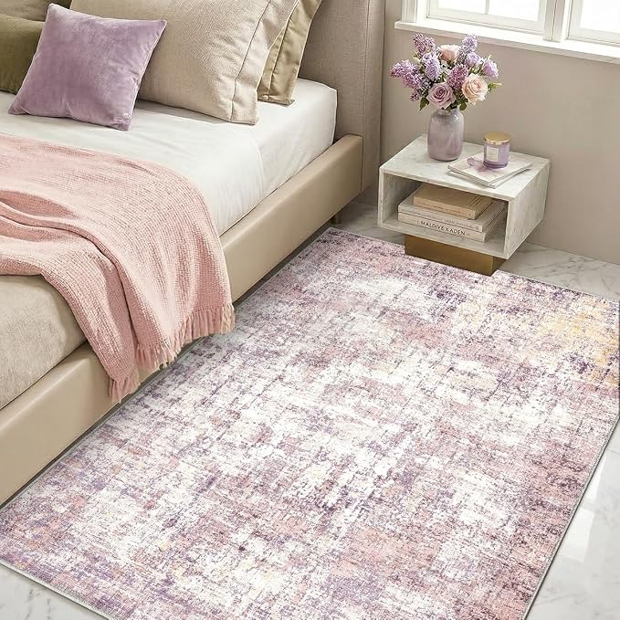 Washable 4'x6' Abstract Area Rug for Bedroom Living Room | Modern Carpet For Bedroom Kitchen Office Hallway Entryway Printed Pattern Home Decor Non-Slip Stain-Resistant Easy To Clean