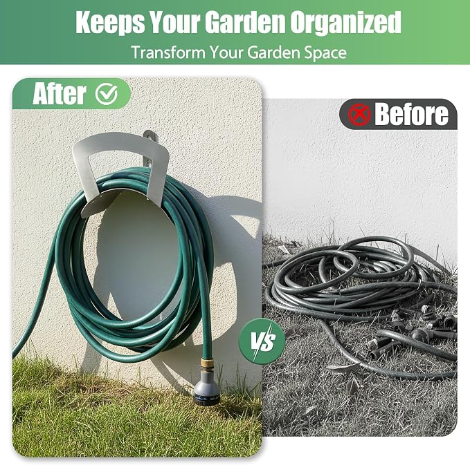 Primst Garden Hose Holder Wall Mount Hose Hanger Heavy Duty Metal Hose Bracket Water Hose Storage Organizer Durable Hose Holders (Stainless Steel)