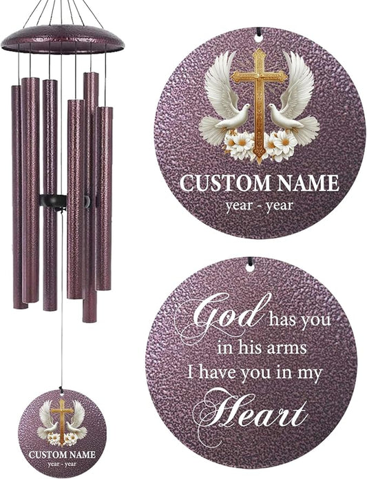 Memorial Wind Chimes Personalized for Outside, Deep Tone Wind Chime Memorial Gifts for Sympathy Bereavement Remember, Gift for Loss of Lover Mother Father Produced in Texas