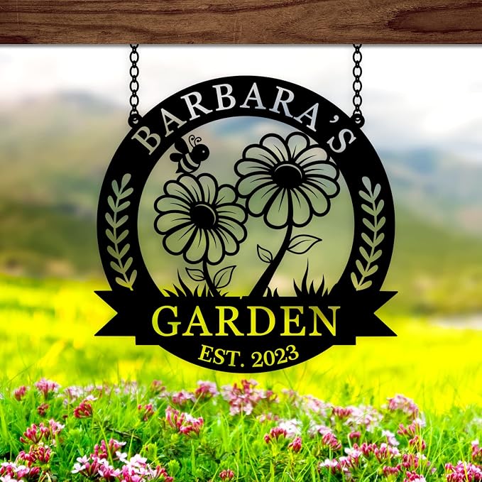 Personalized Garden Signs, Garden Flag for Outside, Veggie Garden Decorative outdoor Welcome Sign, Personalized Flower Garden Name Sign, Gift for Gardener, Mom's Garden, Grandma's Garden