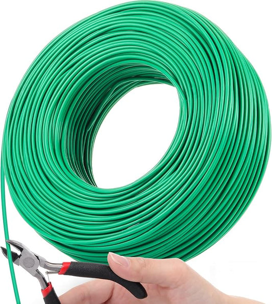 Zhengmy 250ft/76m Green Garden Wire,with Wire Cutter,Sturdy Plant Ties,Twist Garden Ties Gardening Supplies 2.5 mm Diameter for Supporting Climbing Plants Office Organization and Decoration Binding