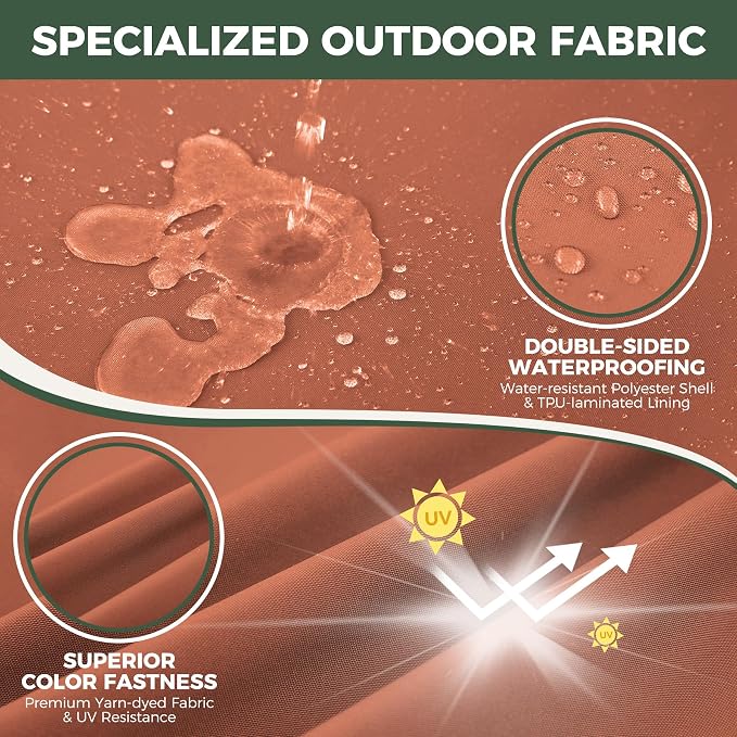 Outdoor Cushions for Patio Furniture, Outdoor Seat Cushion Set 24 x 24 x 5.75 in, Waterproof & Fade Resistant Outdoor Chair Cushions, Patio Chair Cushion with Removable Cover, Set of 2, Spice