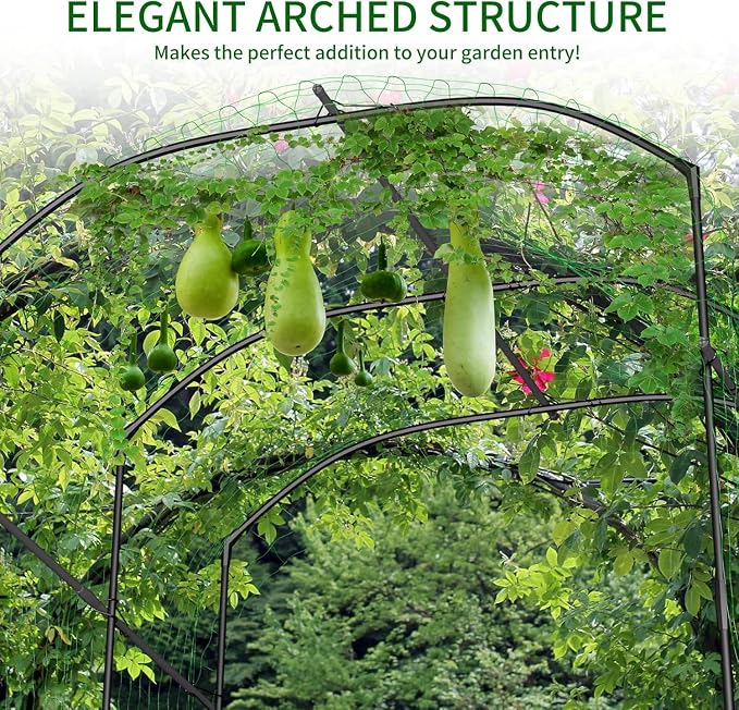 DoCred Tall Garden Arch Trellis for Climbing Plants, 87in x 75in Tall Metal Plant Support Trellis Archway for Climbing Vine Vegetable/Fruit/Flower Outdoor Garden Trellis Decoration, Black