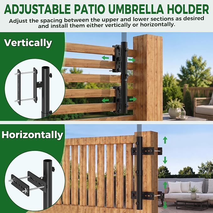 Heavy Duty Deck Umbrella Mount,Adjustable Patio Umbrella Holder for Deck Railing,Space Saver Patio Umbrella Clamp,Deck Umbrella Base and Stand for Outdoor Courtyard, Balcony, Boats
