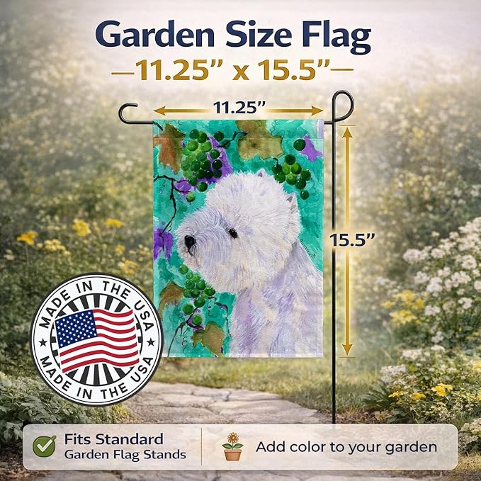 Caroline's Treasures SS1064GF Westie Garden Flag Mailbox Flag Decorative Yard Flag Banner Outside Patio Artwork Yard Flower Beds, Garden Size, Multicolor